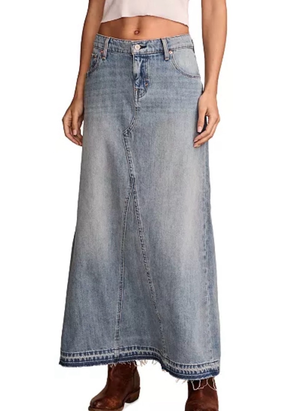 Lucky Brand Denim Maxi Skirt - Picture 2 of 12
